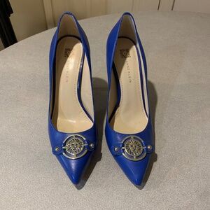 Anne Klein Royal Blue Leather Embellished  Pumps sz 8.5 M